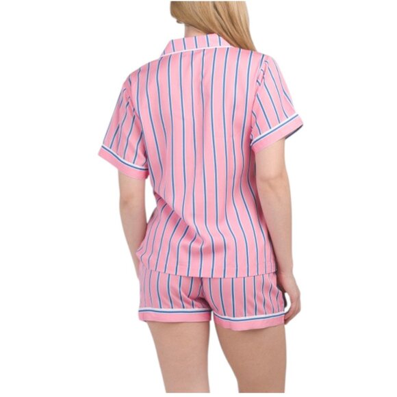 KATIE KIME 2pc Cotton Blend Tailored Striped Short Sleeve Pajama Set - Picture 2 of 4